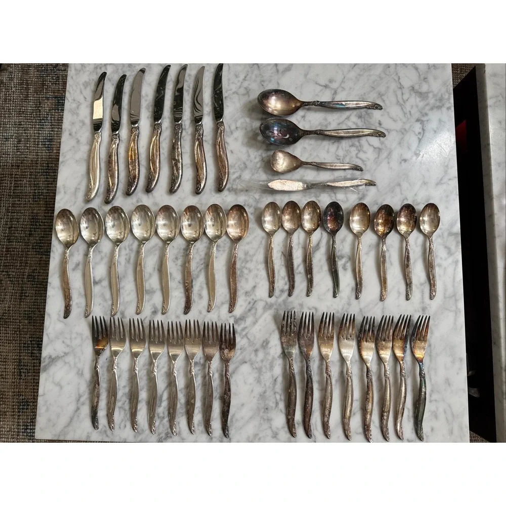 1847 Rogers Bros Vintage 1961 Silver Plate Leilani 43 Pc Flatware Set For 8 Read